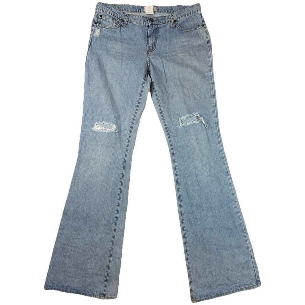 Piper Jeans Womens Fit Sz11 Blue Stretch Bootcut Distressed Grunge USA